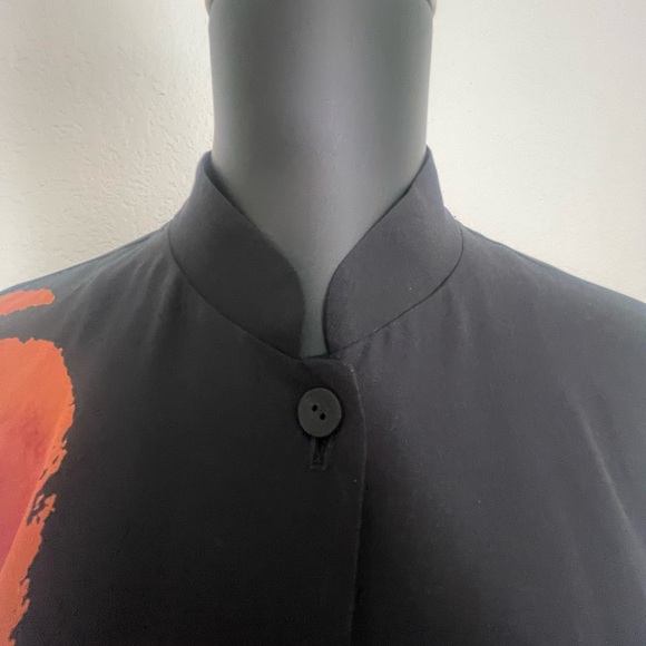 Chic Harari Black & Orange Lily Print Long Sleeve Blouse - Picture 5 of 7